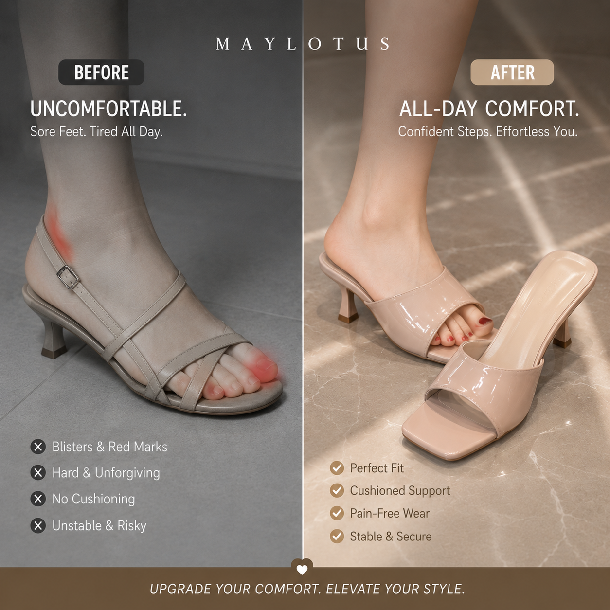 Womens Open Toe Slide Heels Comfortable Low Heel Sandals Slip On Minimalist Dress Shoes for Work & Evening