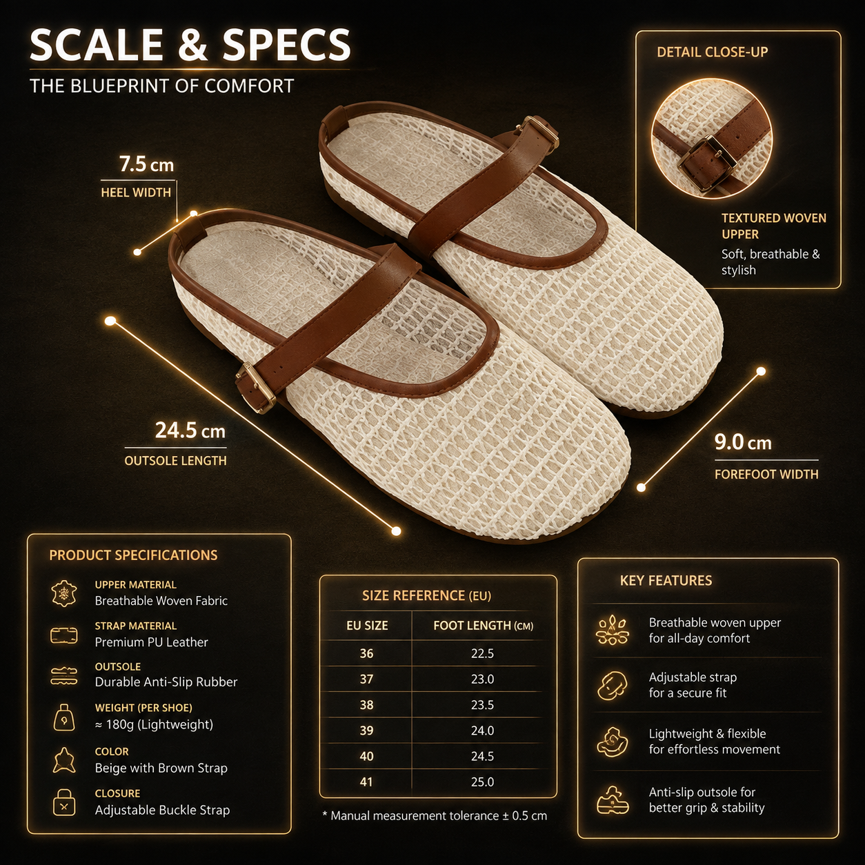 Breathable Knit Mary Jane Flats for Women – Lightweight Scratch-Free Comfort Shoes with Cushioned Support & Non-Slip Sole