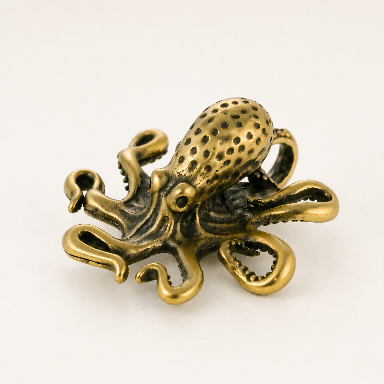 Bronze Octopus Figurine Ocean Sculpture Vintage Desk Decor Shelf Ornament Marine Animal Gift