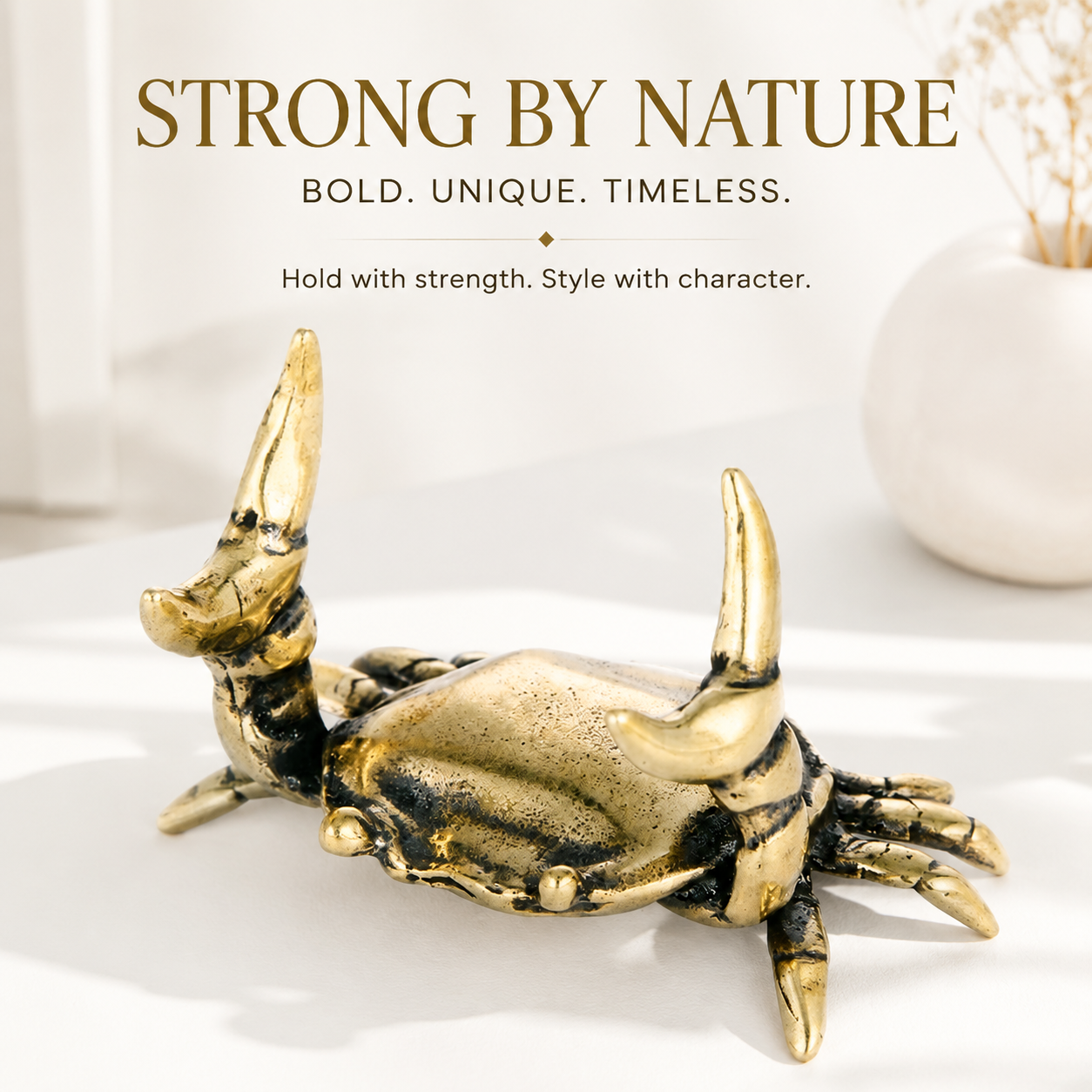 Copper Crab Figurine Marine Animal Sculpture Vintage Desk Decor Shelf Ornament Collector Gift