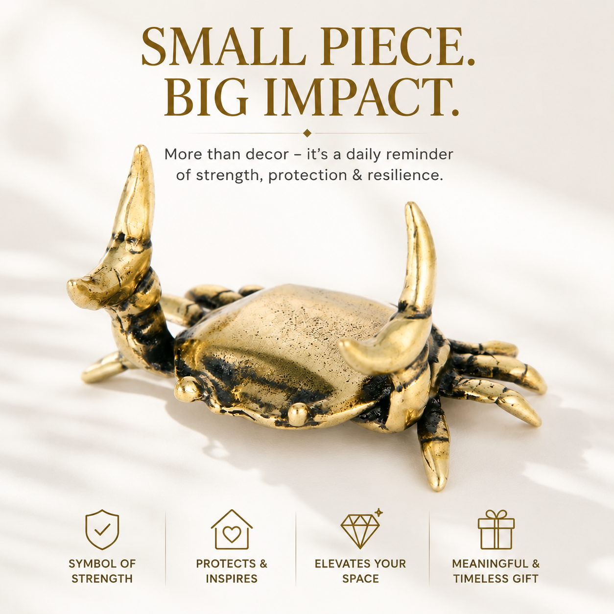 Copper Crab Figurine Marine Animal Sculpture Vintage Desk Decor Shelf Ornament Collector Gift