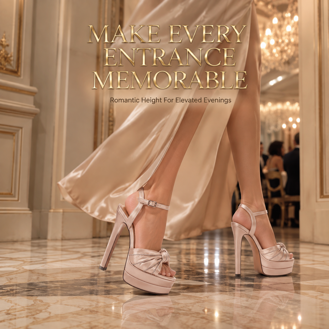 Bow Platform Pumps | Round Toe High Heel Sandals | Satin Ankle Strap Shoes | Formal Evening Party Heels