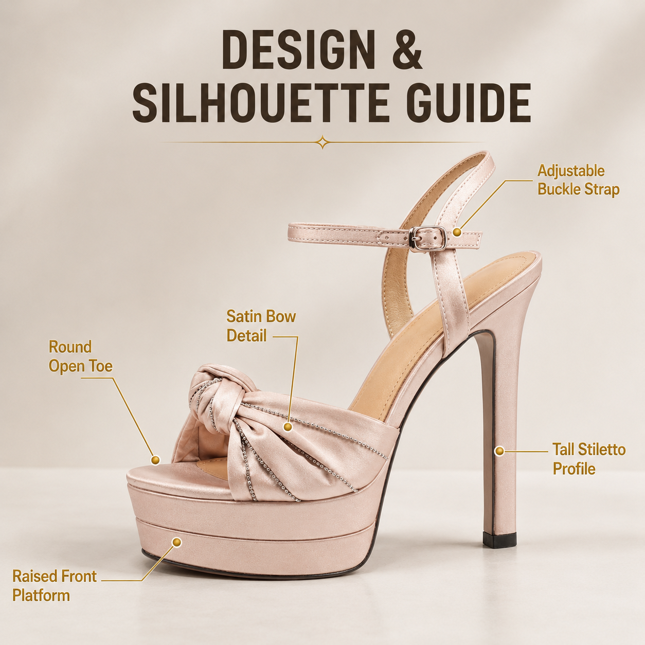 Bow Platform Pumps | Round Toe High Heel Sandals | Satin Ankle Strap Shoes | Formal Evening Party Heels