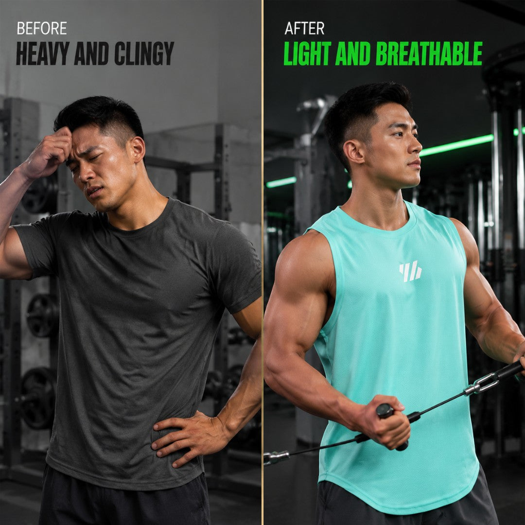 Men's Quick Dry Mesh Gym Tank Top | Breathable Sleeveless Workout Shirt | Bodybuilding Running Basketball Training Muscle Fitness Vest Tee