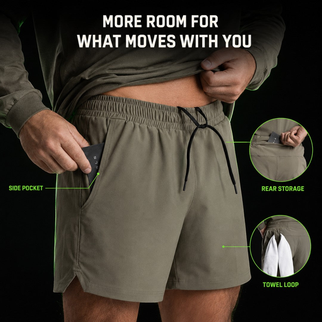 Men’s Quick Dry Running Shorts | Lightweight Gym Training Bottoms | Multi Pocket Workout Wear | Drawstring Casual Fitness Apparel
