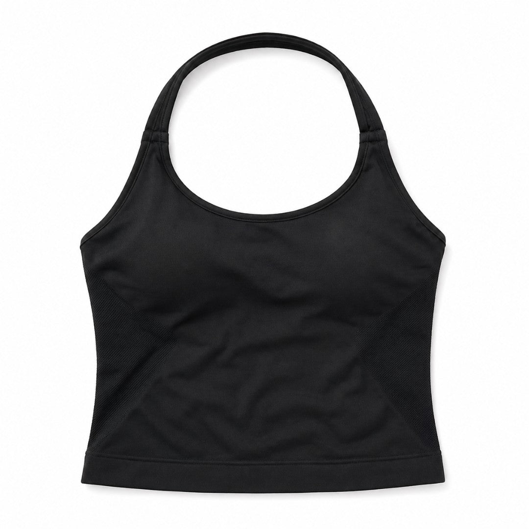 Halter Neck Padded Camisole | Backless Yoga Tank Top | Supportive Gym Fitness Shirt | Stretch Workout Crop Top for Studio and Daily Wear
