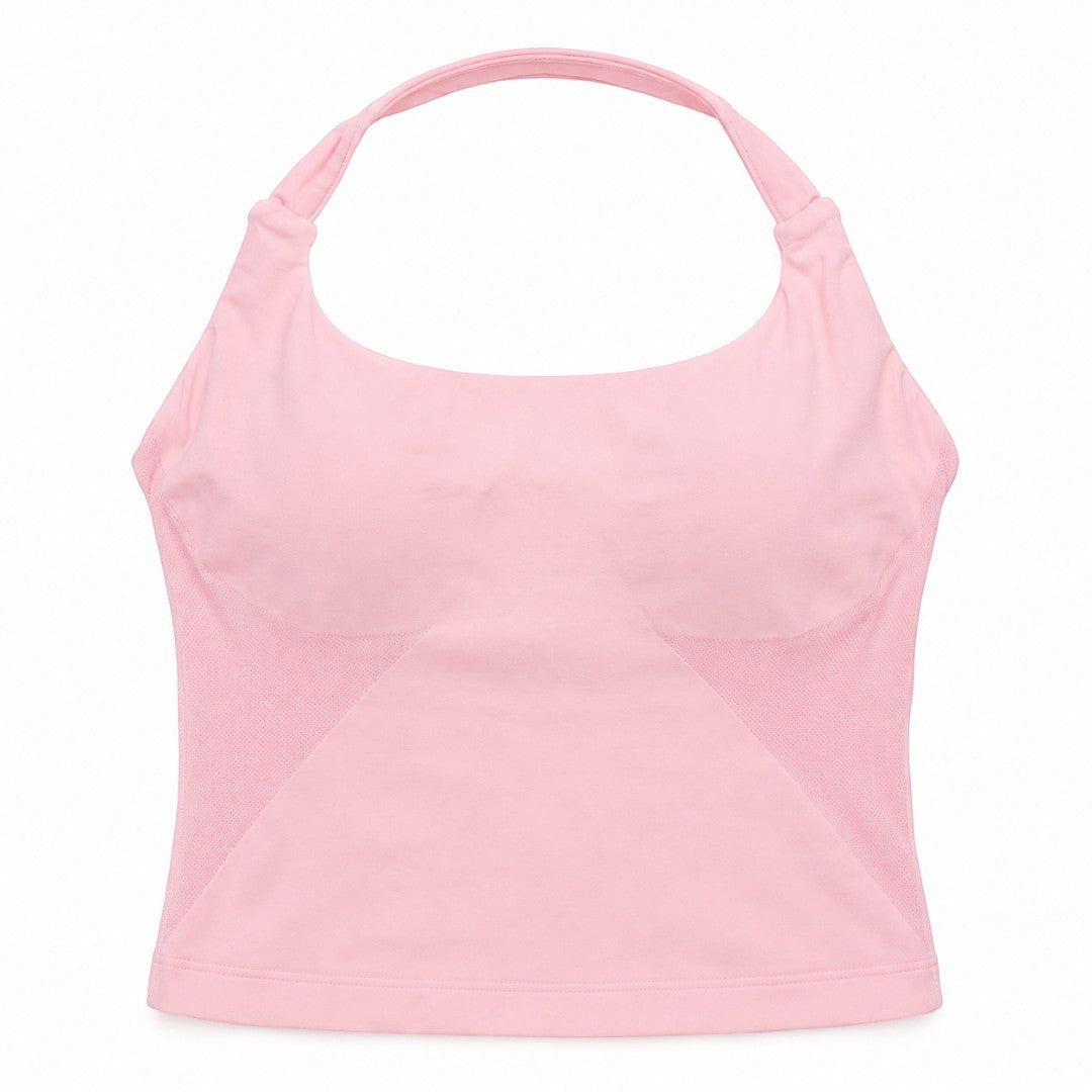 Halter Neck Padded Camisole | Backless Yoga Tank Top | Supportive Gym Fitness Shirt | Stretch Workout Crop Top for Studio and Daily Wear