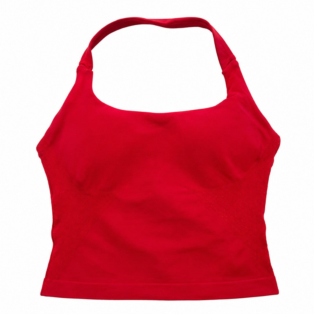 Halter Neck Padded Camisole | Backless Yoga Tank Top | Supportive Gym Fitness Shirt | Stretch Workout Crop Top for Studio and Daily Wear