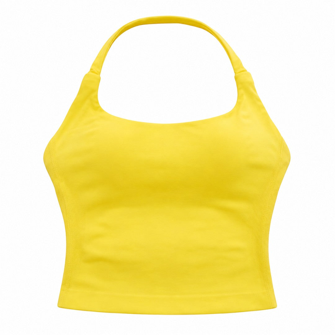 Halter Neck Padded Camisole | Backless Yoga Tank Top | Supportive Gym Fitness Shirt | Stretch Workout Crop Top for Studio and Daily Wear