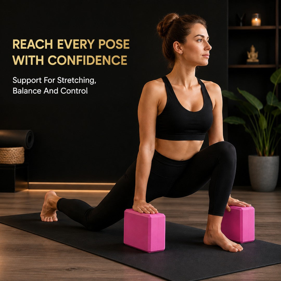 High Density EVA Yoga Foam Blocks | Nonslip Support Bricks for Stretching, Balance, Pilates, Dance, Flexibility and Daily Home Practice
