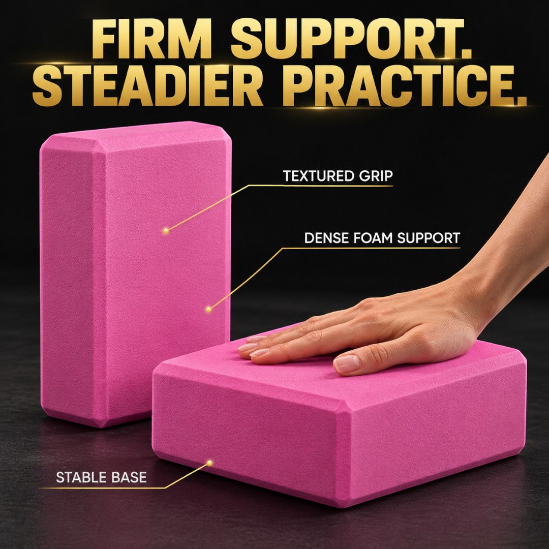 High Density EVA Yoga Foam Blocks | Nonslip Support Bricks for Stretching, Balance, Pilates, Dance, Flexibility and Daily Home Practice