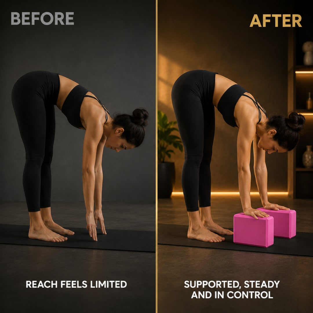 High Density EVA Yoga Foam Blocks | Nonslip Support Bricks for Stretching, Balance, Pilates, Dance, Flexibility and Daily Home Practice