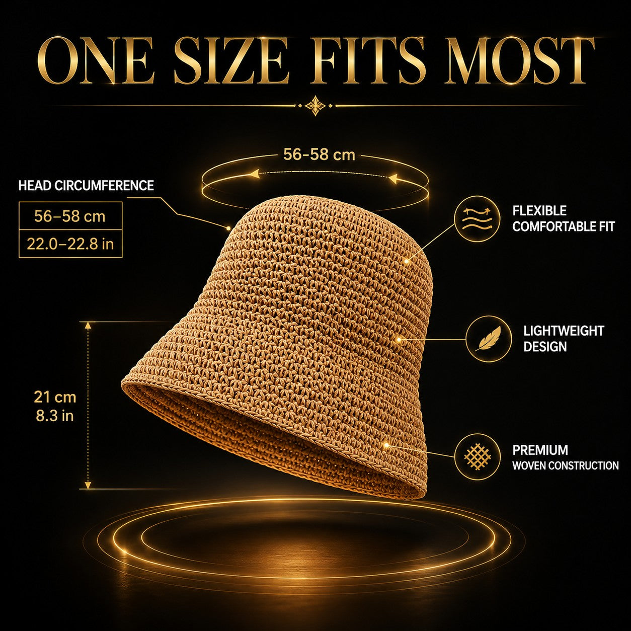 Luxury Woven Straw Bucket Hat for Women | Wide Brim Summer Sun Hat | Beach Vacation Resort Travel Fisherman Hat