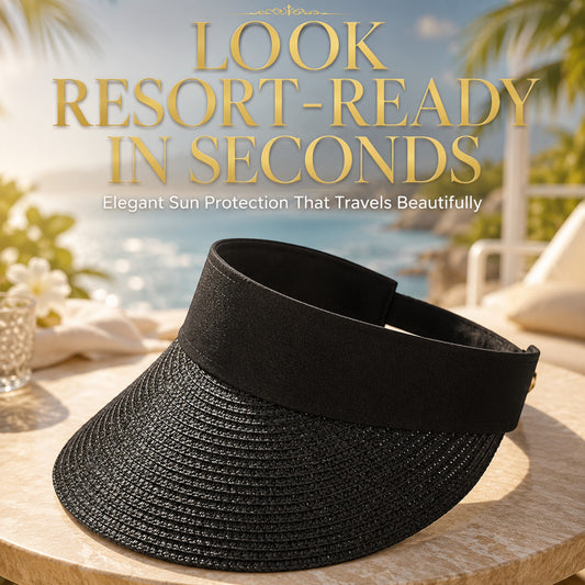 Women's Foldable Straw Sun Visor Hat Wide Brim UV Protection Roll Up Beach Travel Golf Summer Sun Cap