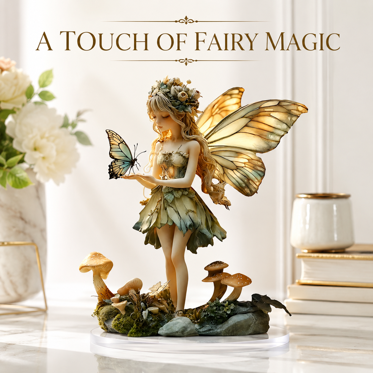 Fairy Statue Acrylic Figurine Fantasy Garden Decor Desk Shelf Ornament Magical Home Decoration Gift