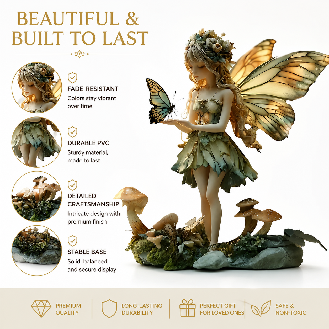 Fairy Statue Acrylic Figurine Fantasy Garden Decor Desk Shelf Ornament Magical Home Decoration Gift