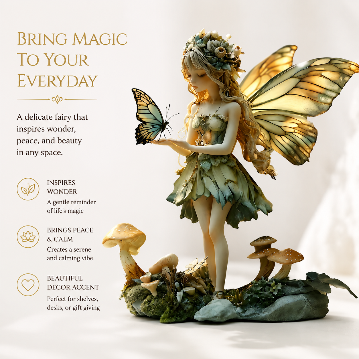 Fairy Statue Acrylic Figurine Fantasy Garden Decor Desk Shelf Ornament Magical Home Decoration Gift