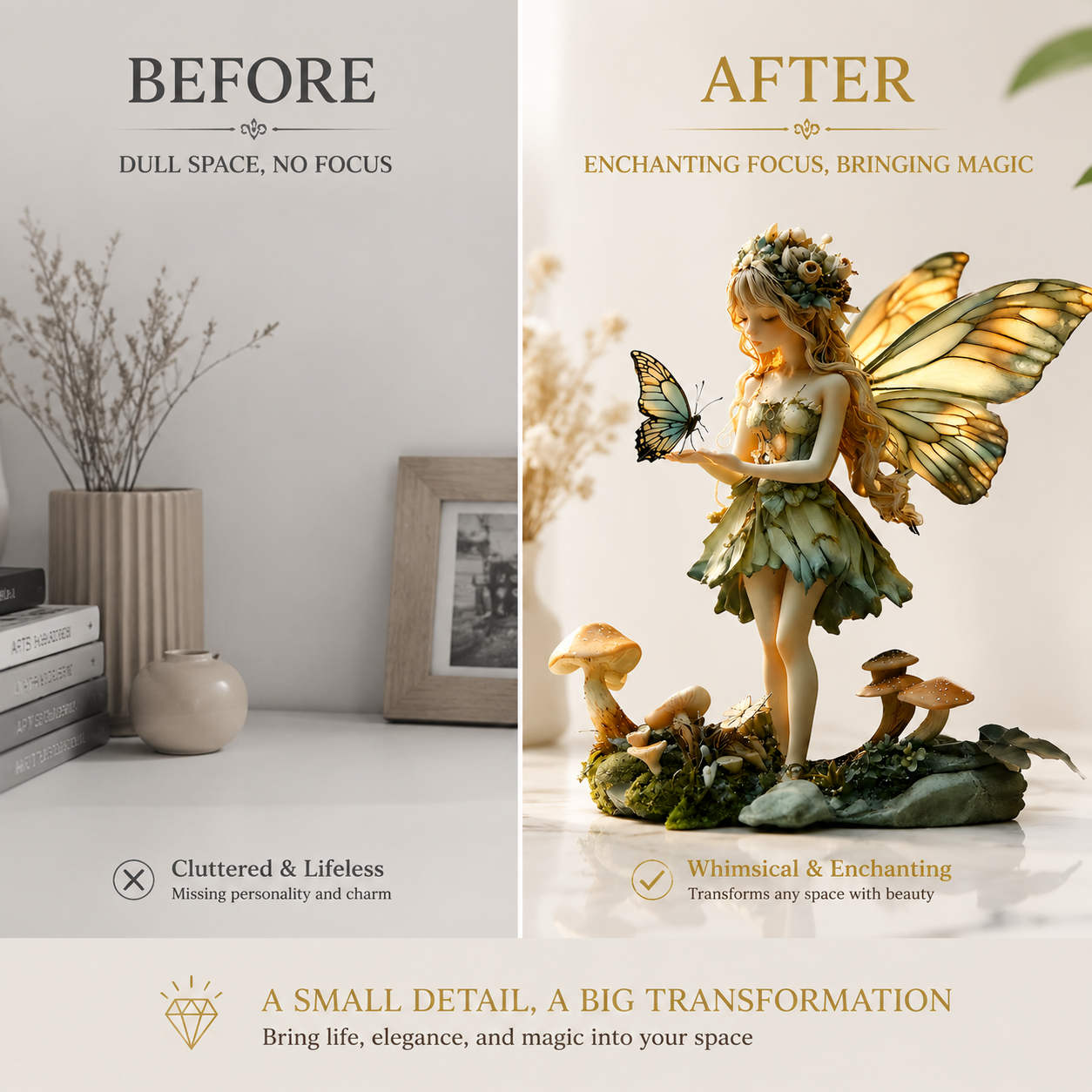 Fairy Statue Acrylic Figurine Fantasy Garden Decor Desk Shelf Ornament Magical Home Decoration Gift