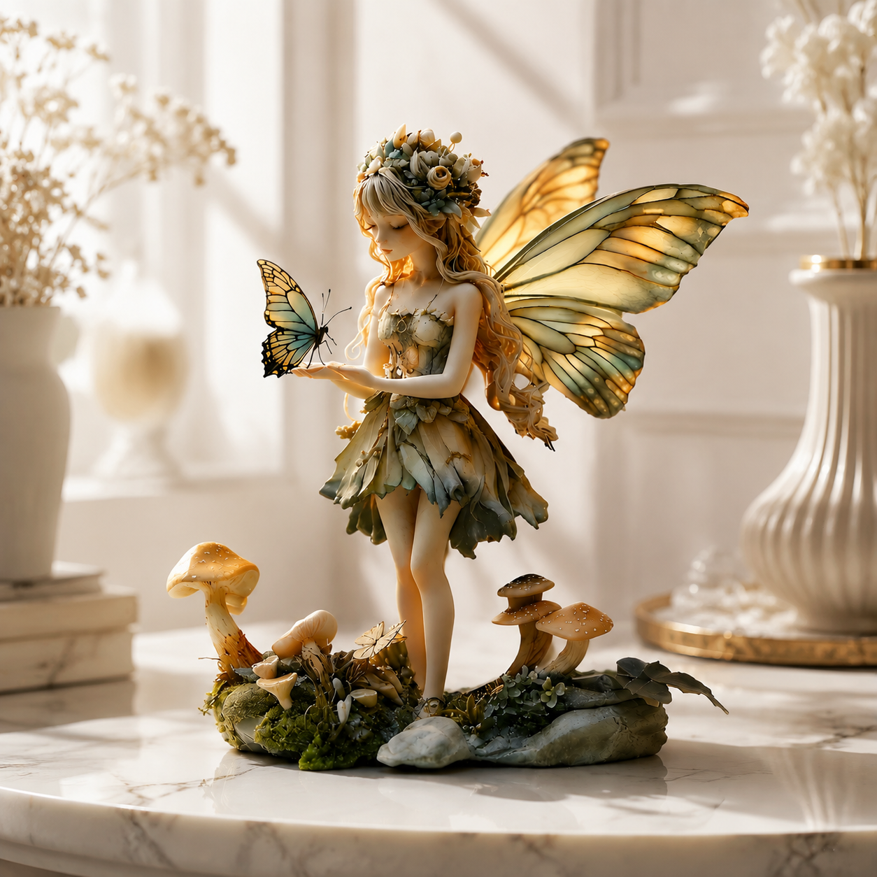 Fairy Statue Acrylic Figurine Fantasy Garden Decor Desk Shelf Ornament Magical Home Decoration Gift