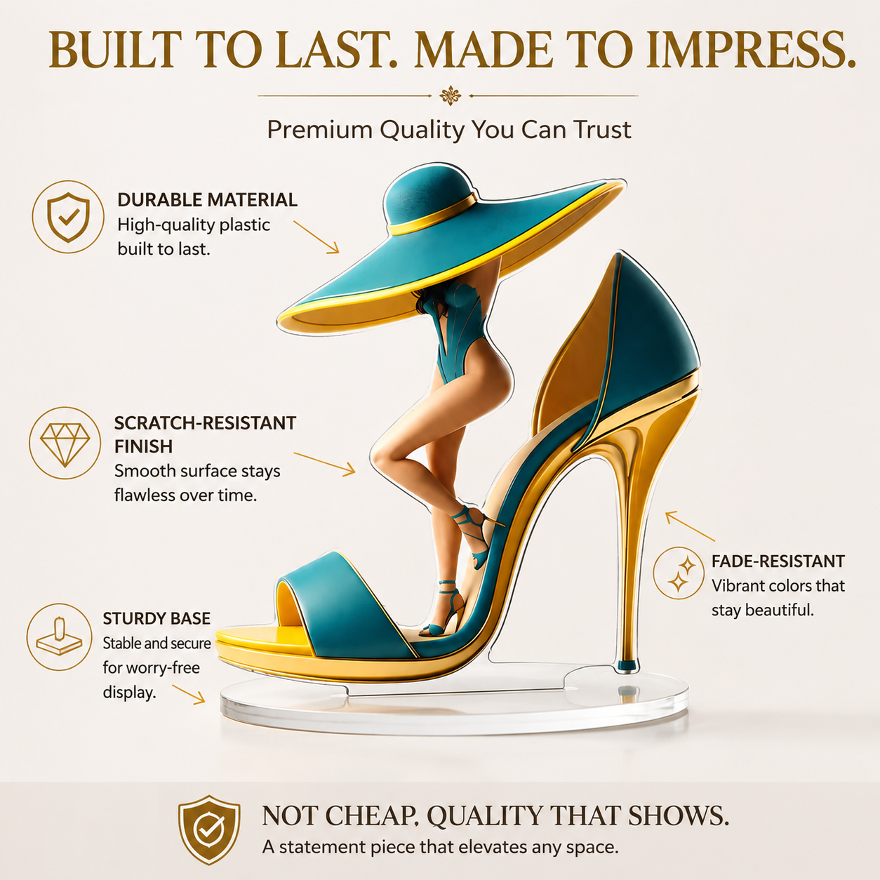 High Heel Shoe Figurine Fashion Sculpture Acrylic Decor Desk Shelf Home Office Ornament Gift