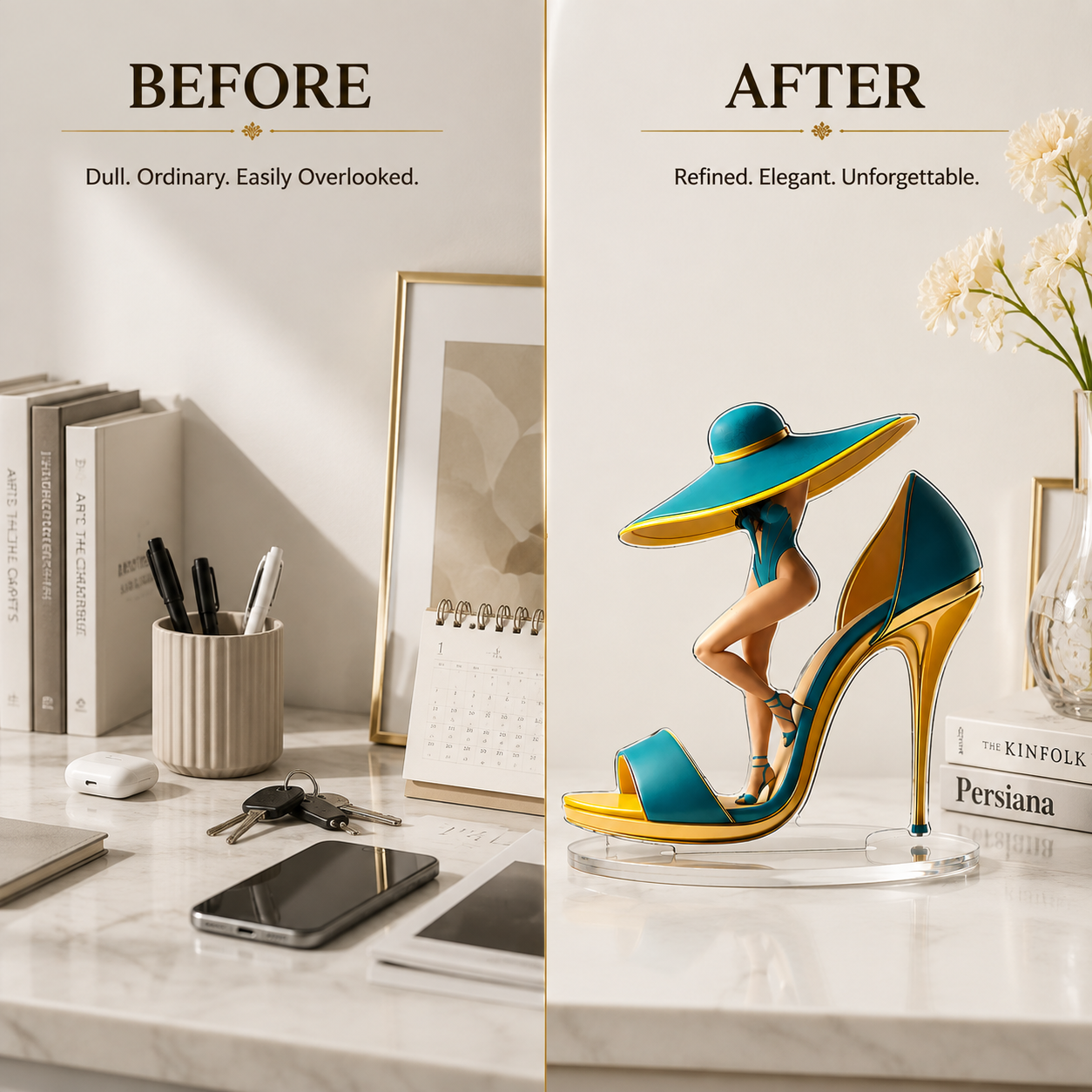 High Heel Shoe Figurine Fashion Sculpture Acrylic Decor Desk Shelf Home Office Ornament Gift