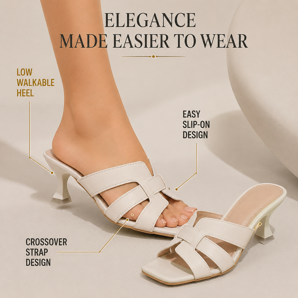 Women High Heel Sandals | Square Toe Slip On Heels | White Peep Toe Sandals | Low Heel Summer Dress Shoes