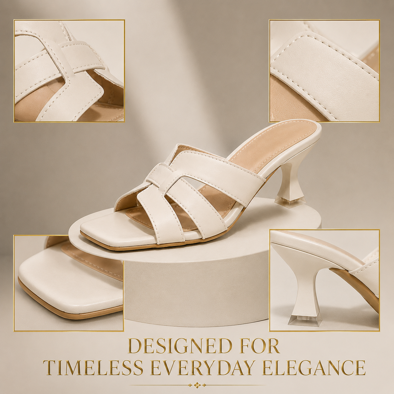 Women High Heel Sandals | Square Toe Slip On Heels | White Peep Toe Sandals | Low Heel Summer Dress Shoes