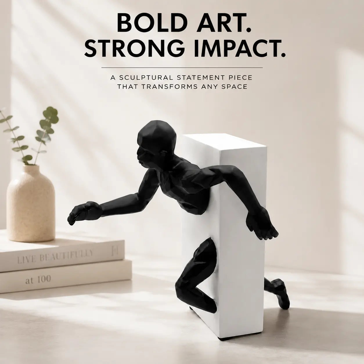 Modern Running Man Resin Sculpture Abstract Figure Statue Minimalist Home Office Shelf Decor Ornament Jumartins