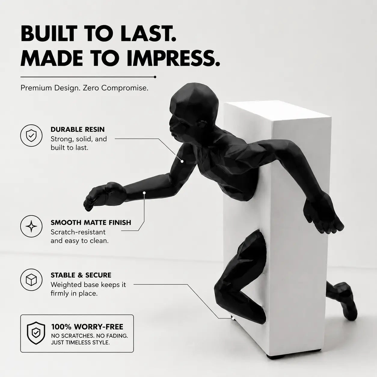 Modern Running Man Resin Sculpture Abstract Figure Statue Minimalist Home Office Shelf Decor Ornament Jumartins