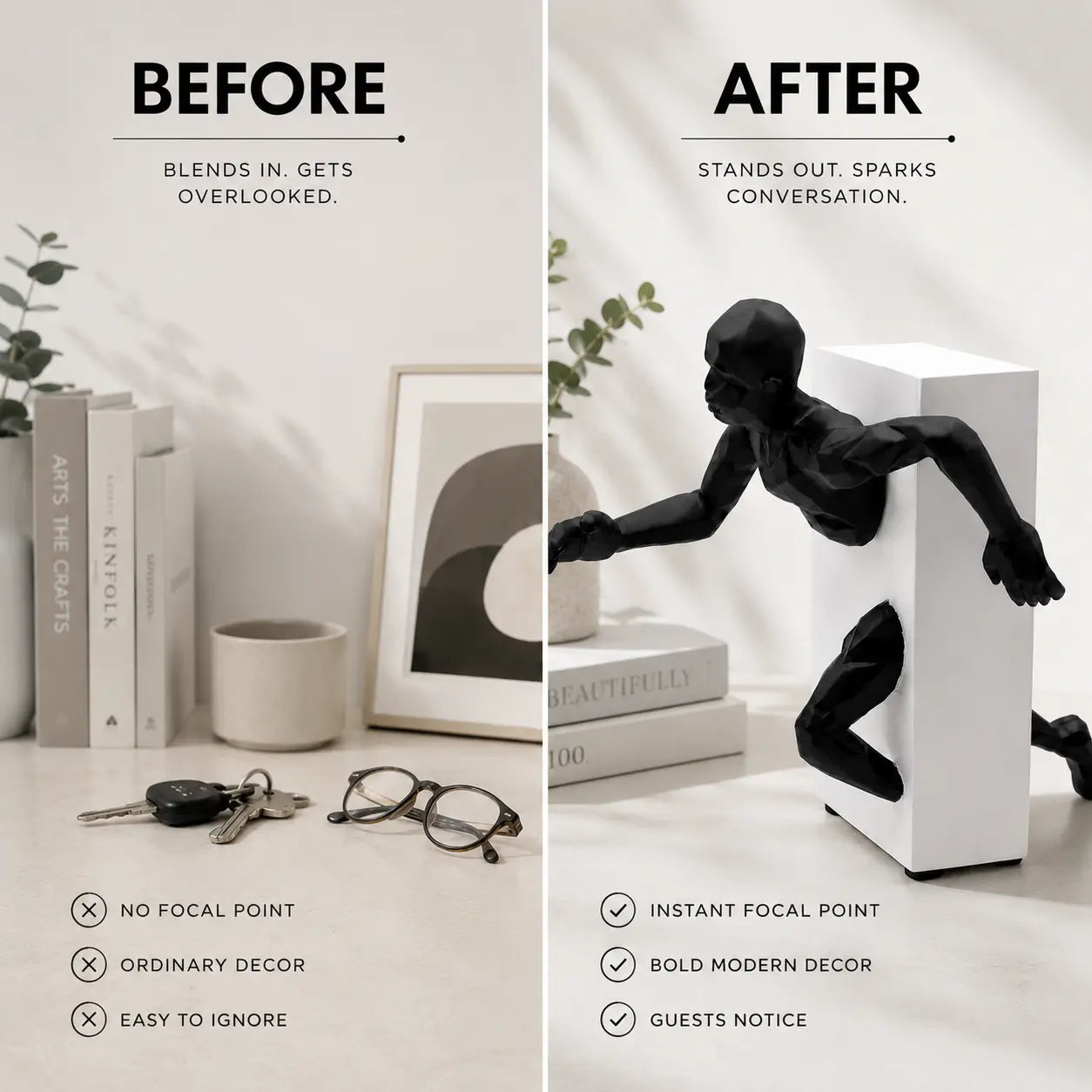 Modern Running Man Resin Sculpture Abstract Figure Statue Minimalist Home Office Shelf Decor Ornament Jumartins