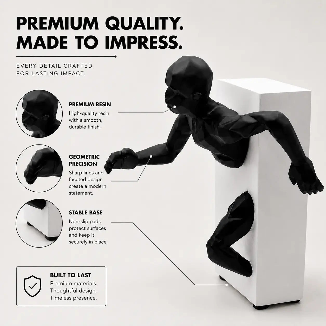 Modern Running Man Resin Sculpture Abstract Figure Statue Minimalist Home Office Shelf Decor Ornament Jumartins