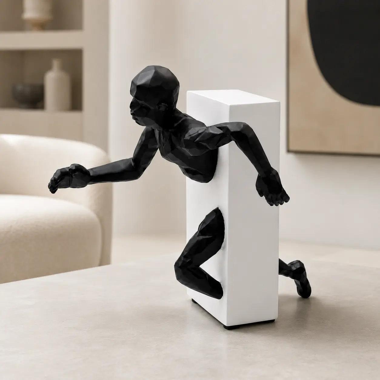 Modern Running Man Resin Sculpture Abstract Figure Statue Minimalist Home Office Shelf Decor Ornament Jumartins