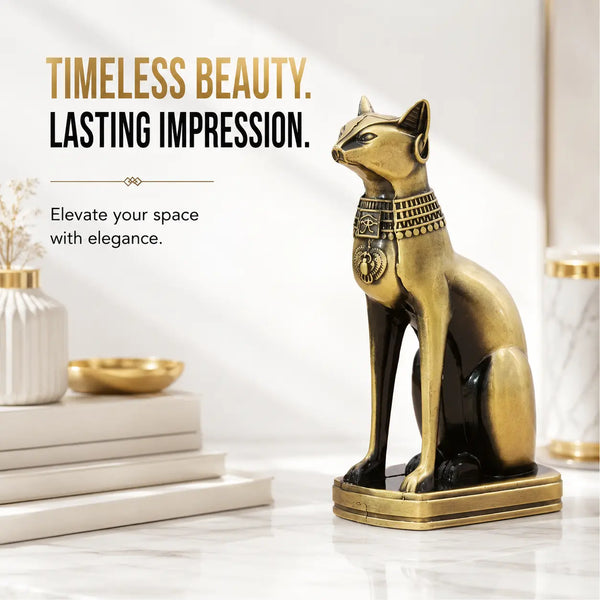 Metal Cat Statue Regal Feline Figurine Decorative Shelf Accent Home Office Table Ornament Gift Jumartins