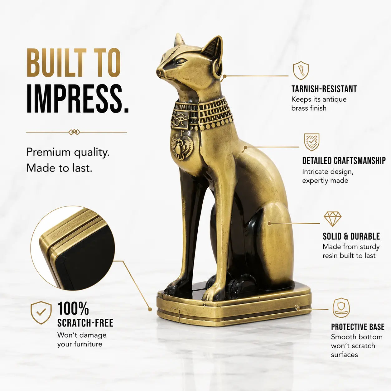 Metal Cat Statue Regal Feline Figurine Decorative Shelf Accent Home Office Table Ornament Gift Jumartins