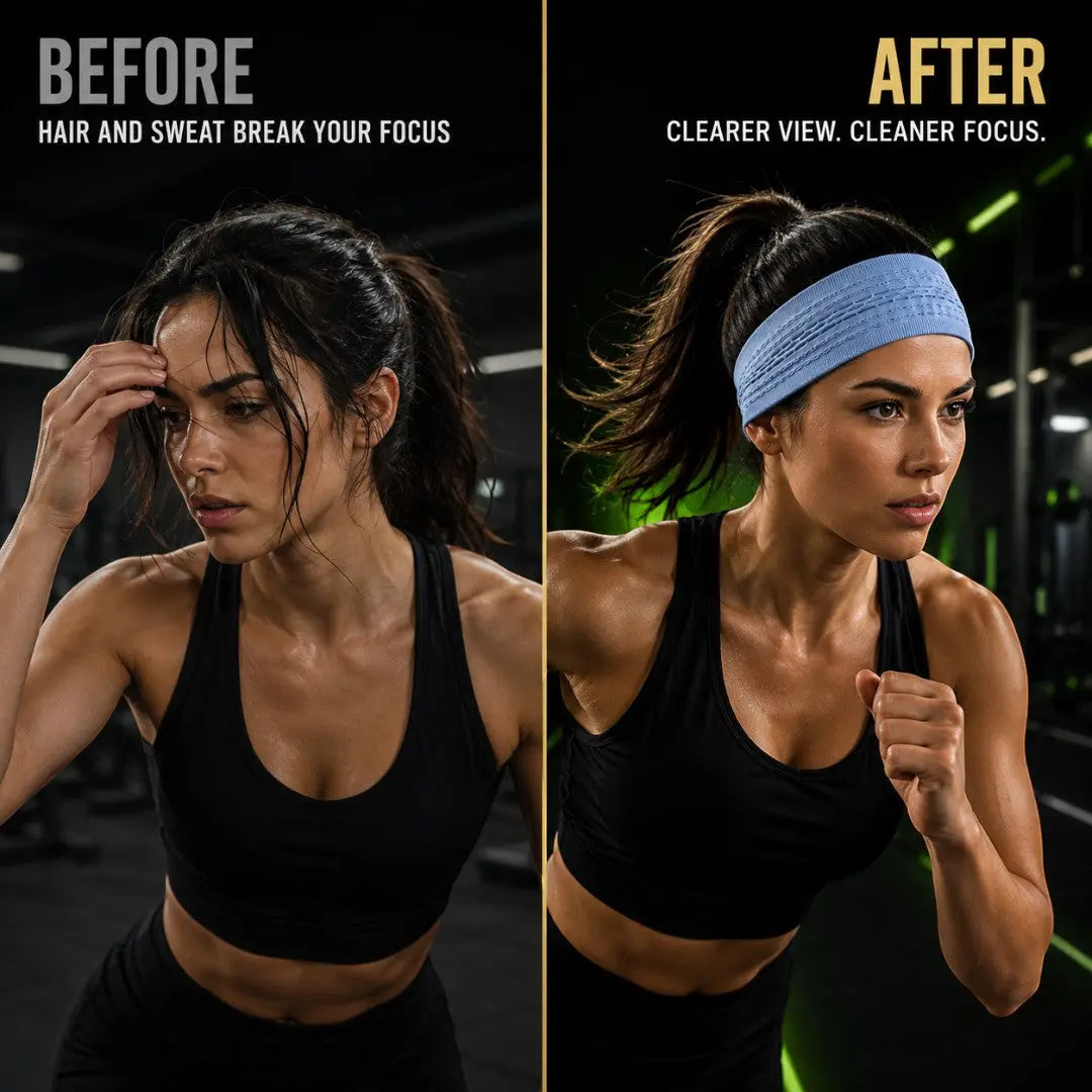 Sports Headband for Workout Running Cycling Yoga | Soft Cotton Spandex Sweatband | Stretch Hair Band for Gym Training and Daily Fitness Jumartins