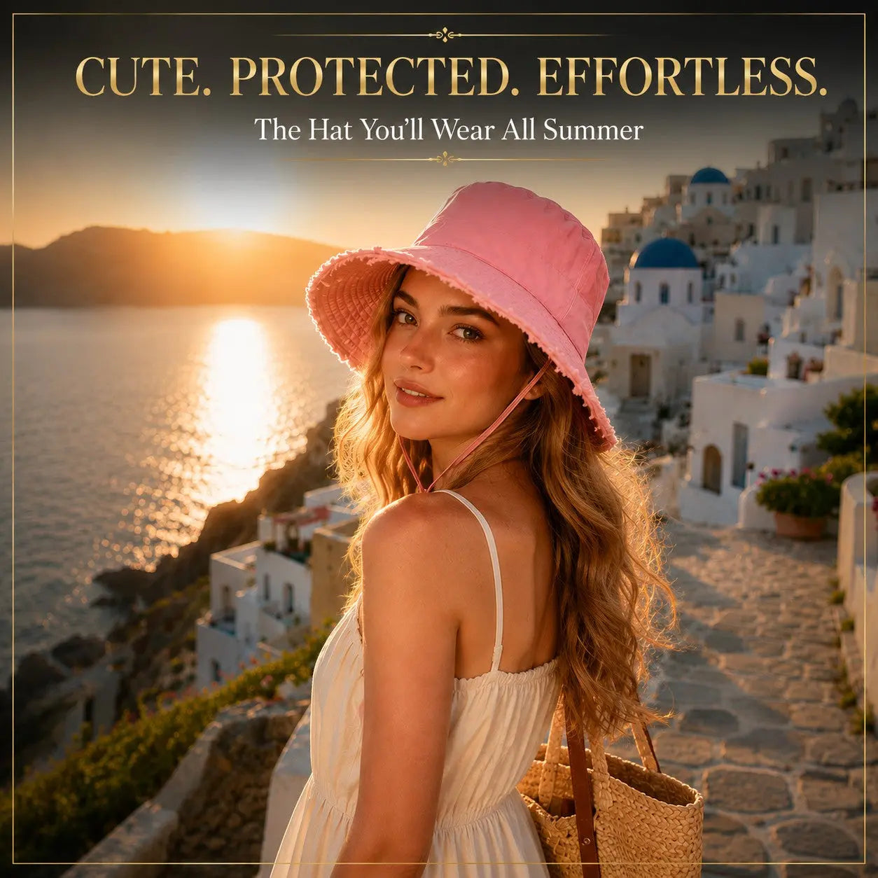 Cute Pink Bucket Hat for Women Adjustable Chin Strap Sun Hat Korean Style Wide Brim Travel Beach Hat Jumartins