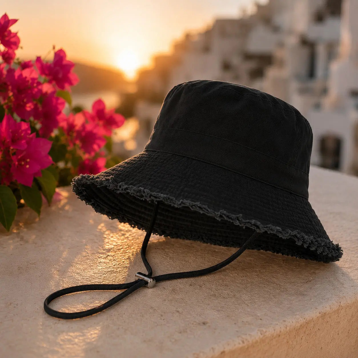 Cute Pink Bucket Hat for Women Adjustable Chin Strap Sun Hat Korean Style Wide Brim Travel Beach Hat Jumartins