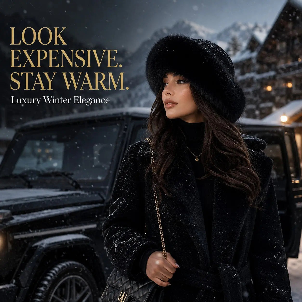 Luxury Faux Fur Russian Winter Hat for Women | Old Money Style Plush Warm Elegant Winter Fashion Cap Jumartins