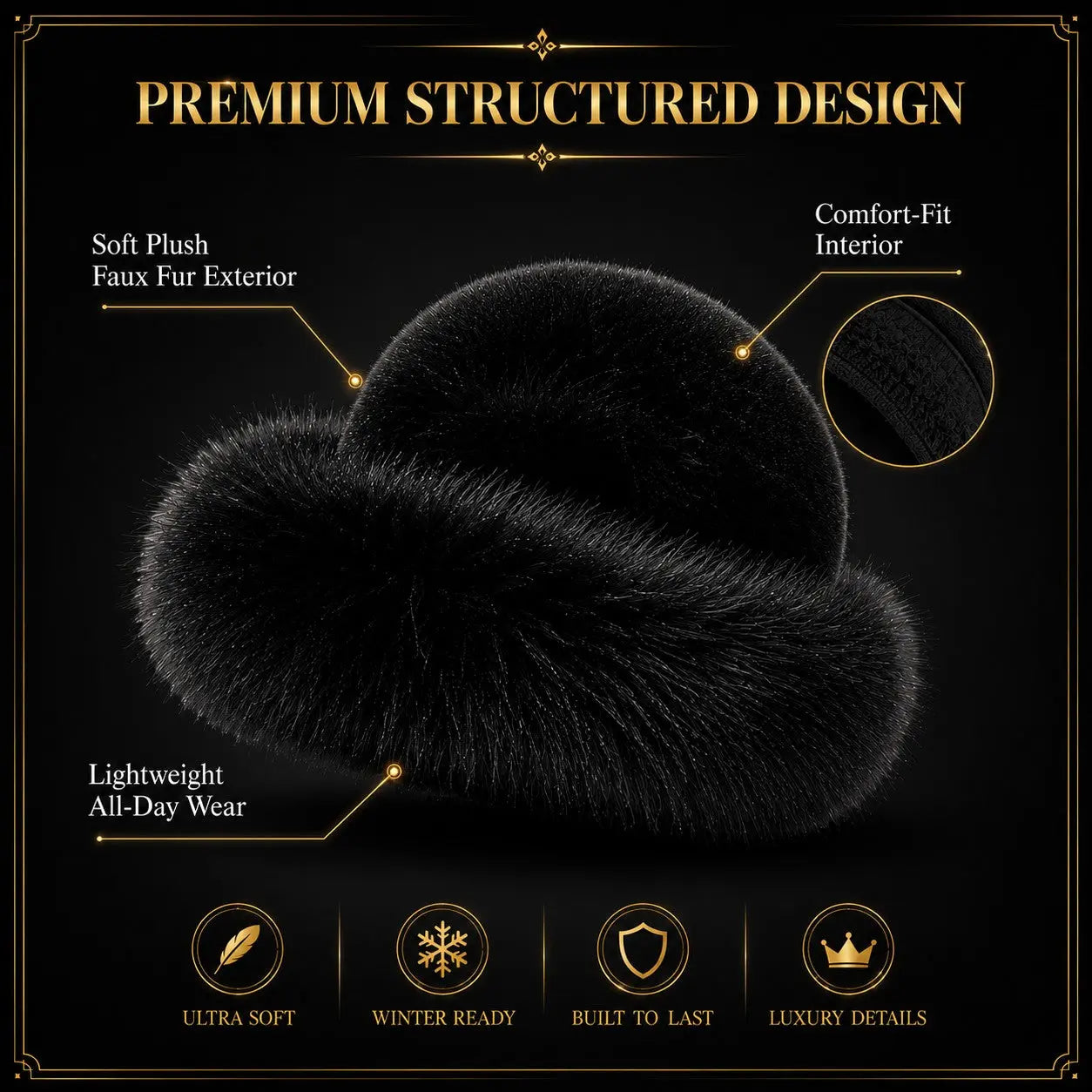 Luxury Faux Fur Russian Winter Hat for Women | Old Money Style Plush Warm Elegant Winter Fashion Cap Jumartins