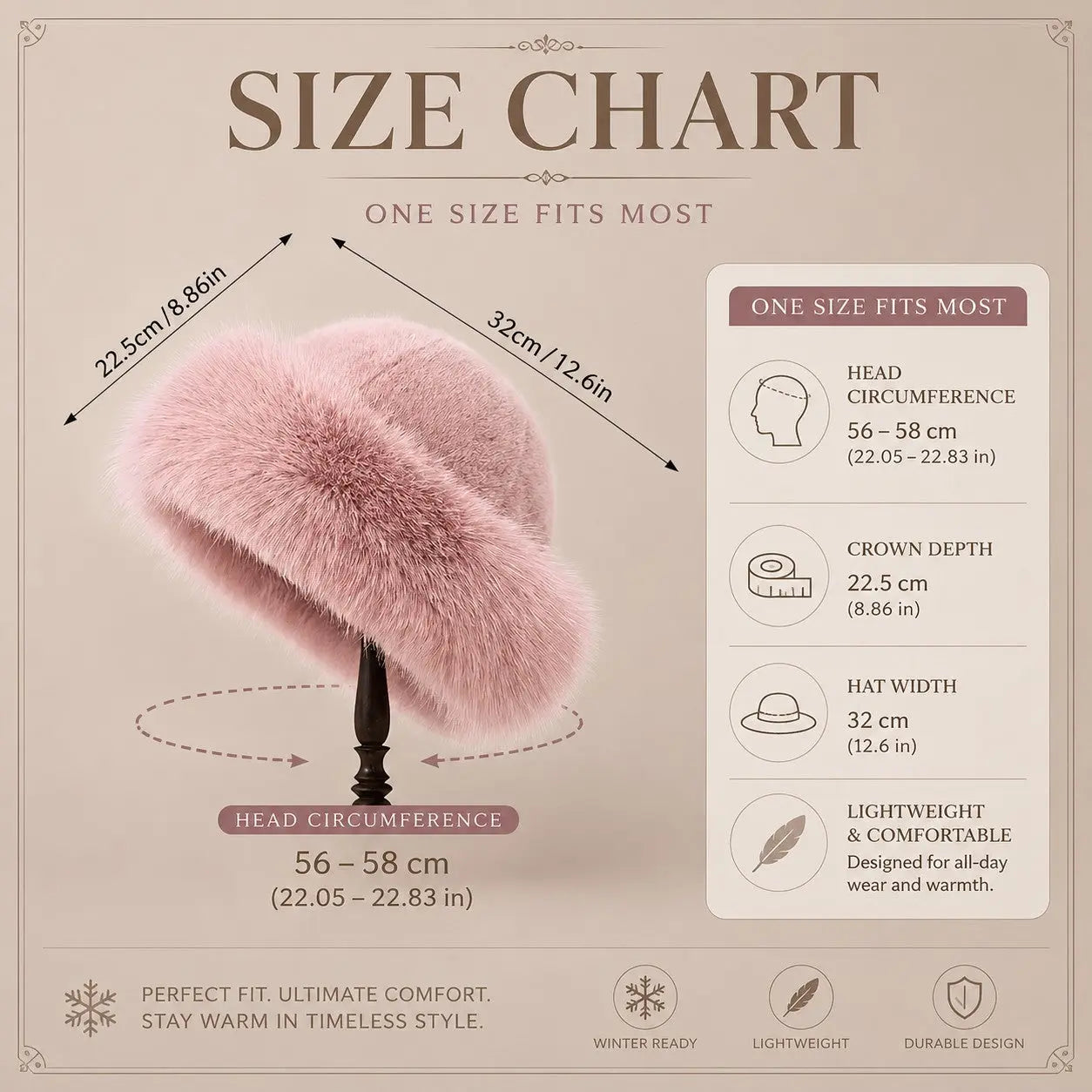 Luxury Faux Fur Russian Winter Hat for Women | Old Money Style Plush Warm Elegant Winter Fashion Cap Jumartins