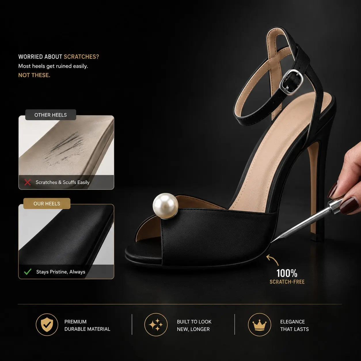 Pearl High Heel Sandals, Elegant Open Toe Stiletto Heels, Ankle Strap Dress Shoes for Wedding Party Evening Pumps Jumartins