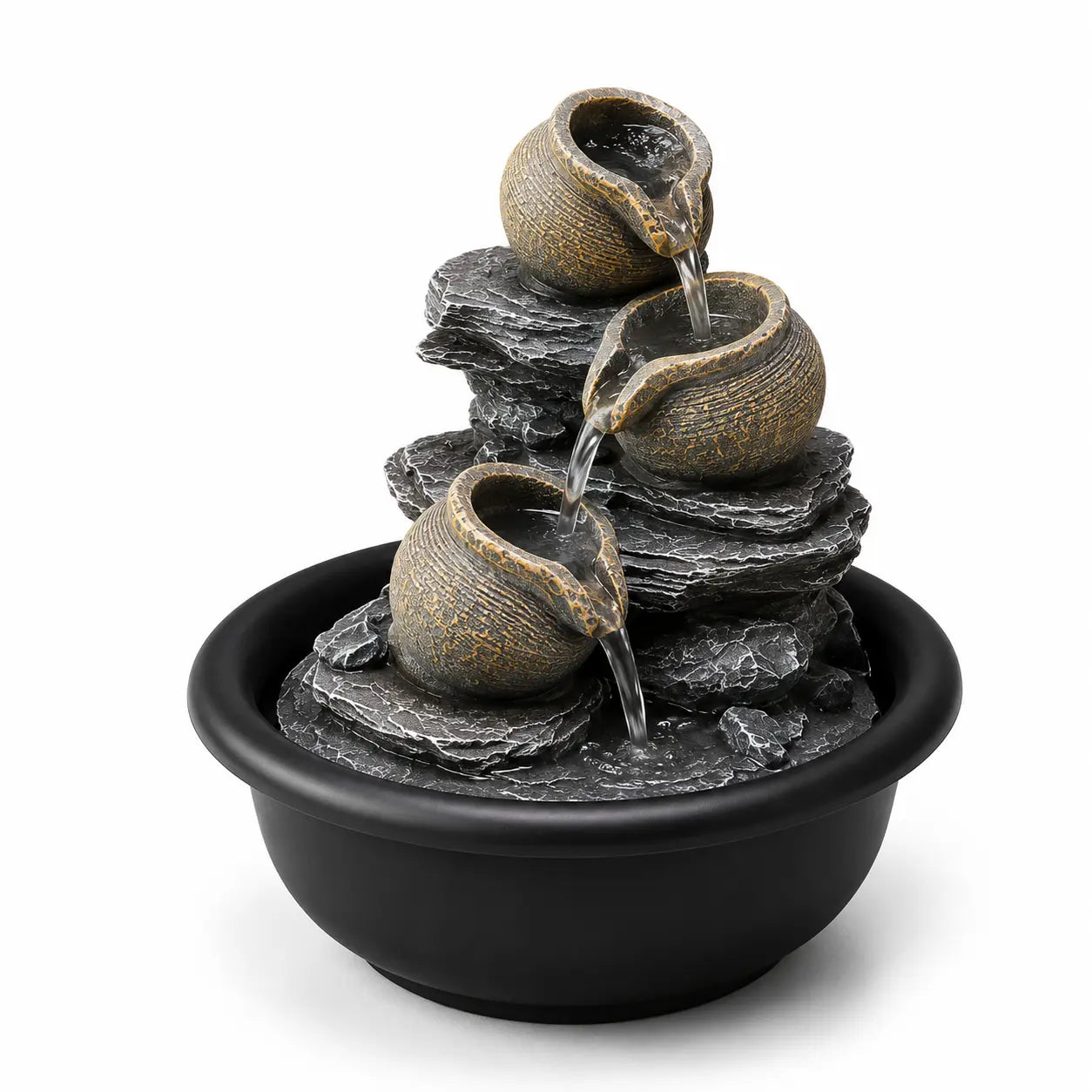 Tabletop Water Fountain Decor | Indoor Resin Rock Waterfall | Desk Shelf Office Accent | Relaxing Home Ornament Jumartins