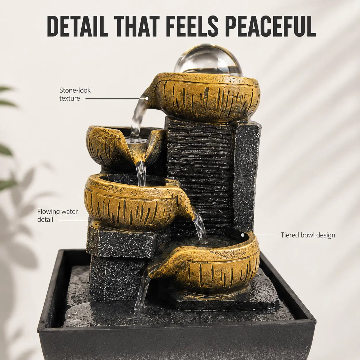 Tabletop Water Fountain | Indoor Waterfall Decor | Feng Shui Desk Fountain | Living Room Office Table Ornament Jumartins