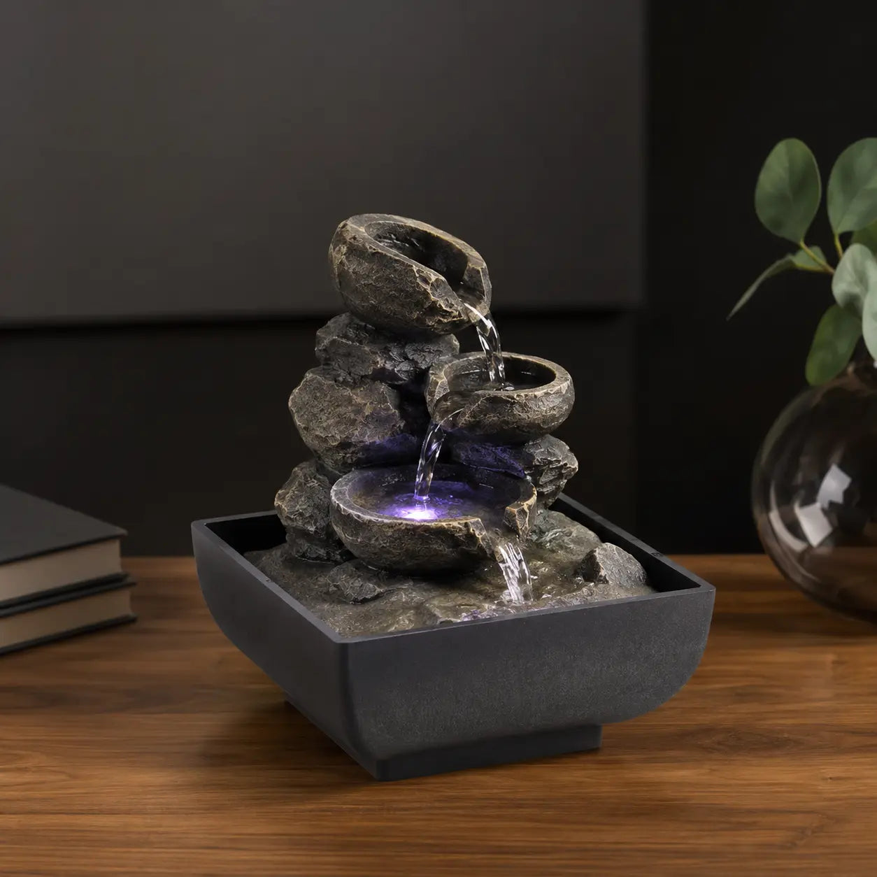 Tabletop Water Fountain | Indoor Waterfall Decor | Feng Shui Desk Fountain | Living Room Office Table Ornament Jumartins