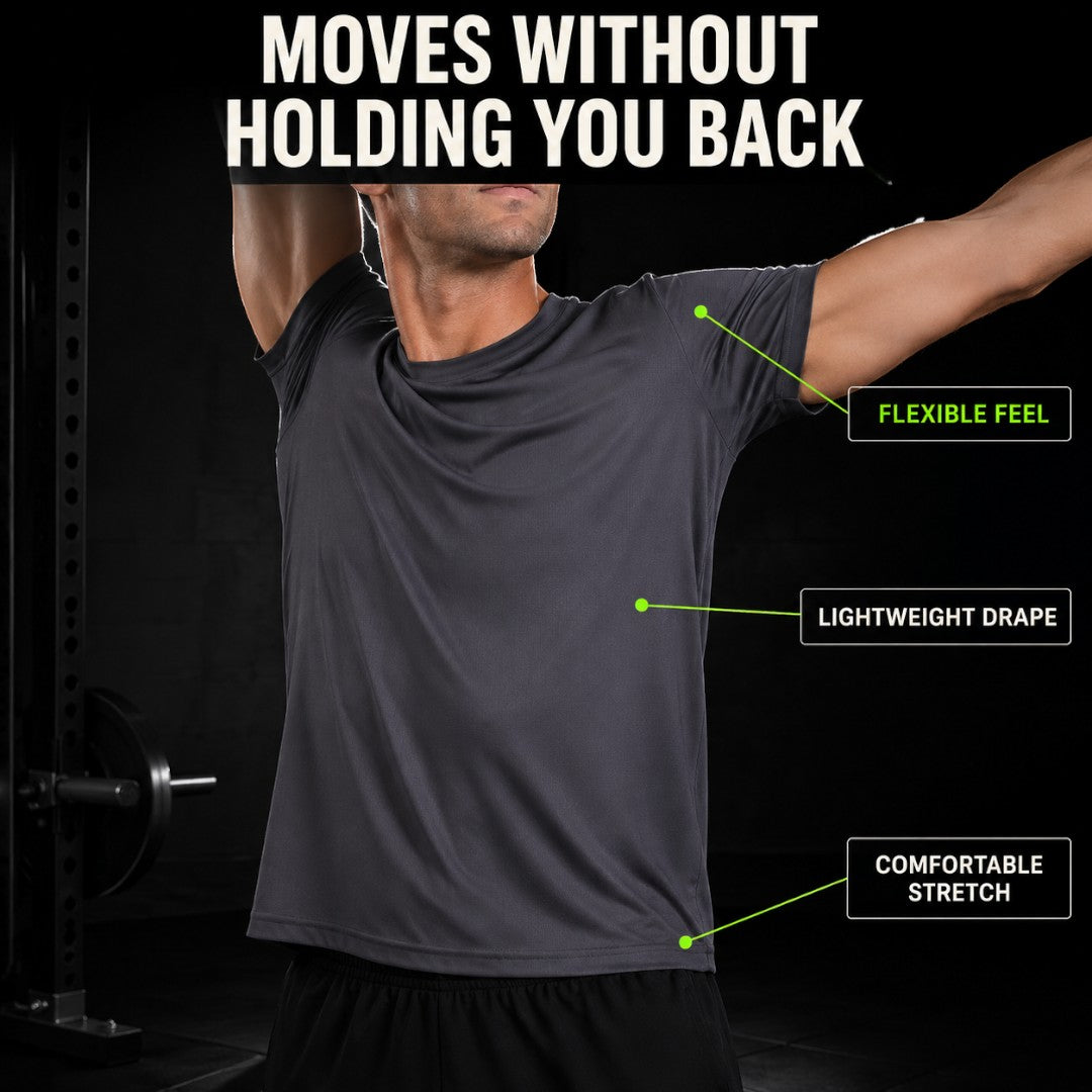Men's Quick Dry Sport T Shirt | Breathable Lightweight Workout Top | Stretch Fitness Training Tee | Short Sleeve Running Performance Top