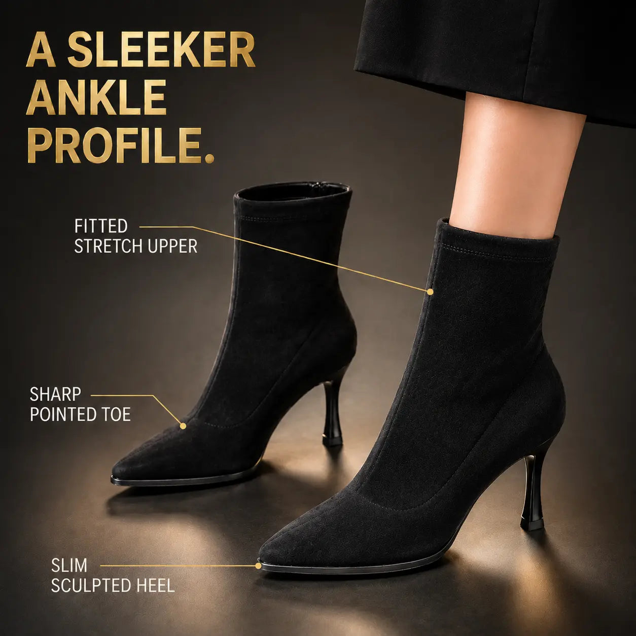 Women’s Pointed Toe Ankle Boots | Slim High Heel Booties | Stretch Fit Dress Shoes | Elegant Party Footwear | Chic Evening Style Jumartins