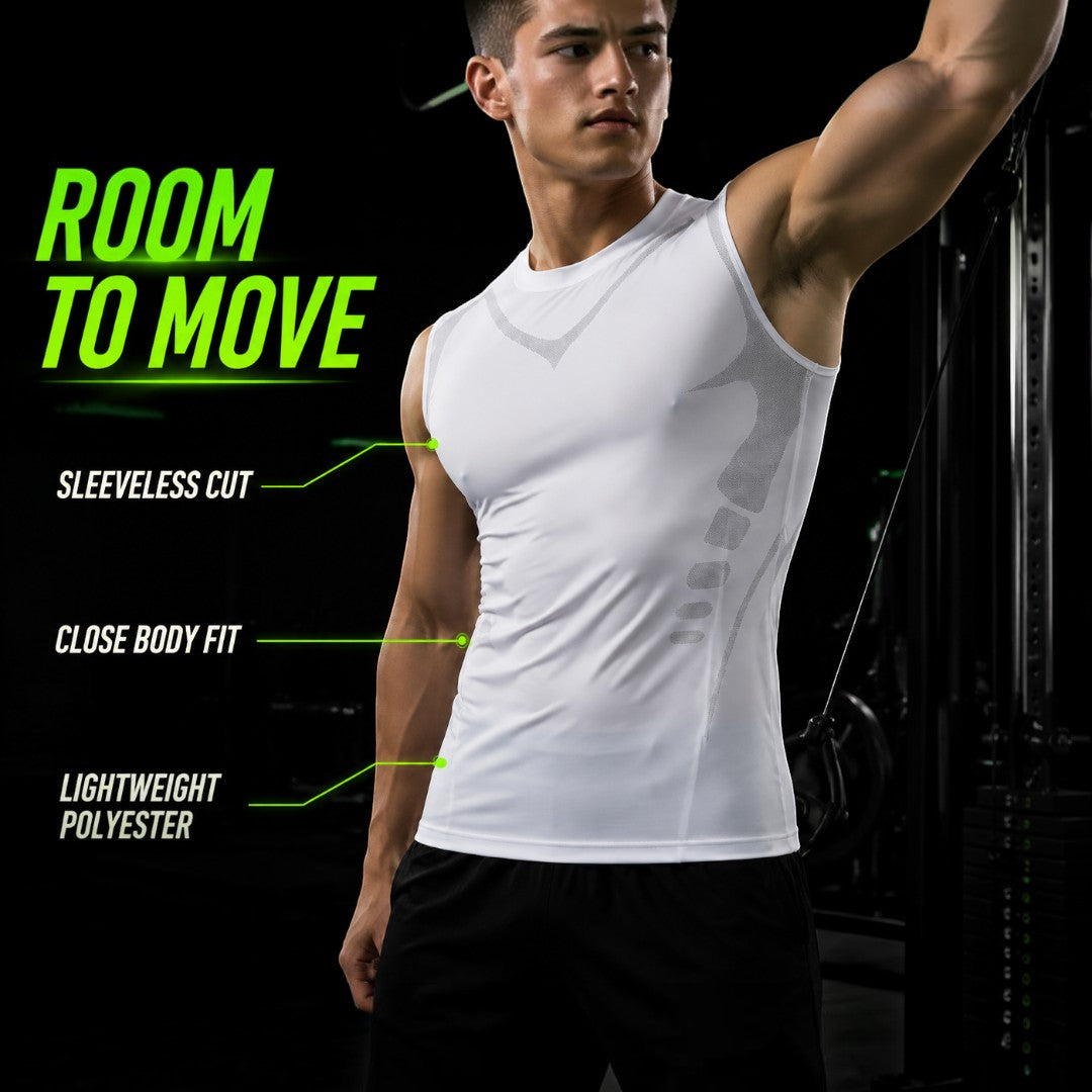 Men’s Compression Tank Top | Sleeveless Quick Dry Gym Shirt | Bodybuilding Workout Vest | Fitted Fitness Training Sportswear for Running