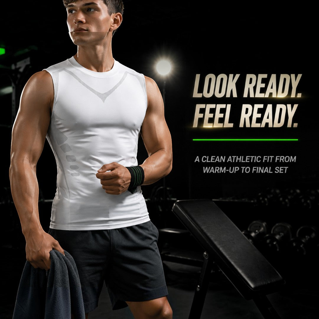 Men’s Compression Tank Top | Sleeveless Quick Dry Gym Shirt | Bodybuilding Workout Vest | Fitted Fitness Training Sportswear for Running