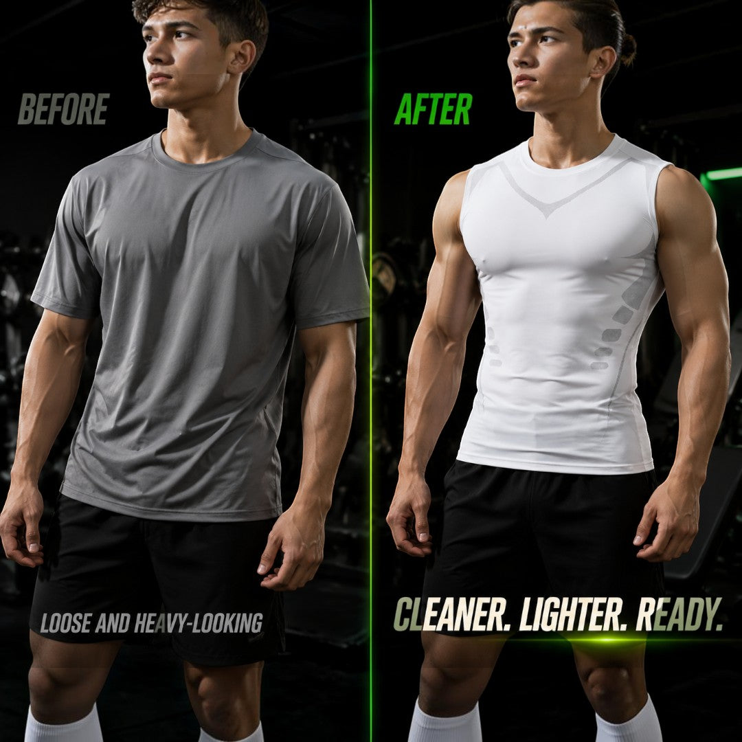 Men’s Compression Tank Top | Sleeveless Quick Dry Gym Shirt | Bodybuilding Workout Vest | Fitted Fitness Training Sportswear for Running