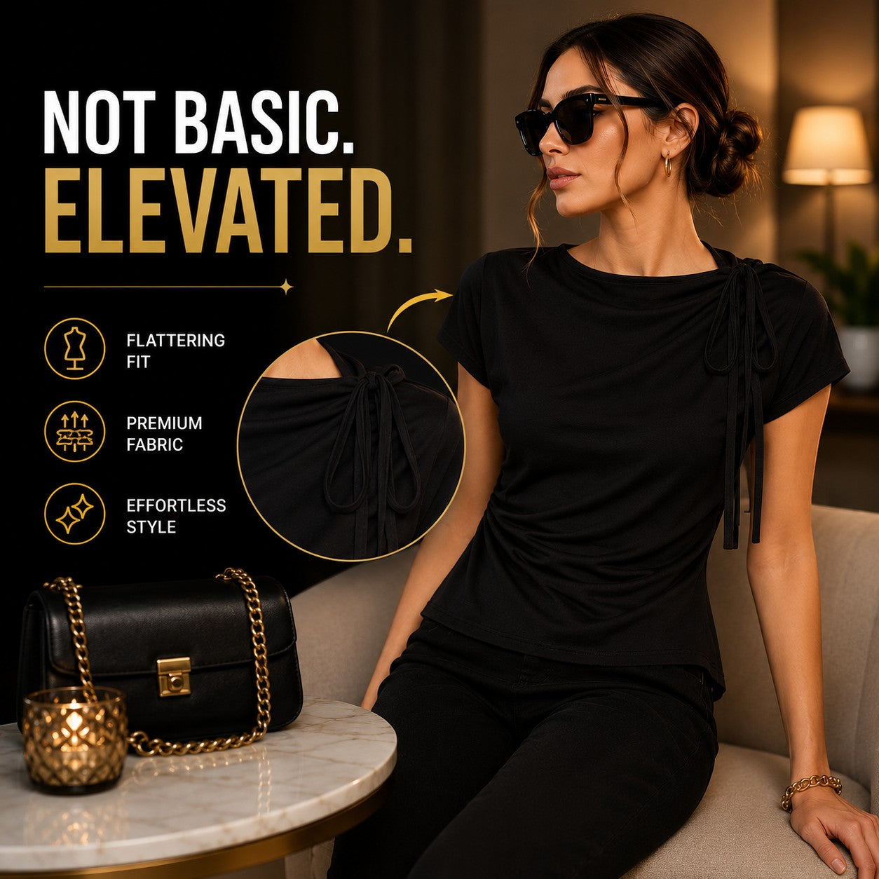 Women's Elegant Ruched Blouse Tie Shoulder Top Dressy Casual Office Shirt Flattering Short Sleeve Workwear Blouse